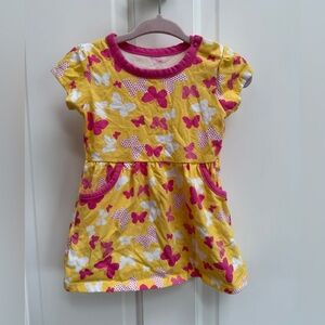 Healthtex 6-9M Yellow Pink White Butterfly Short Sleeve Girls Dress